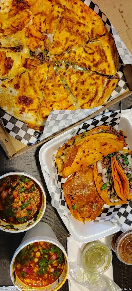 Birria Pizzadilla and Taco Plate